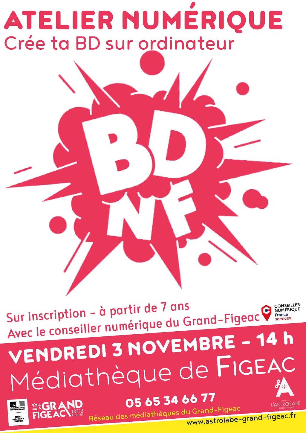 Atelier numérique : "Crée ta BD sur ordinateur"  France Occitanie Lot Figeac 46100