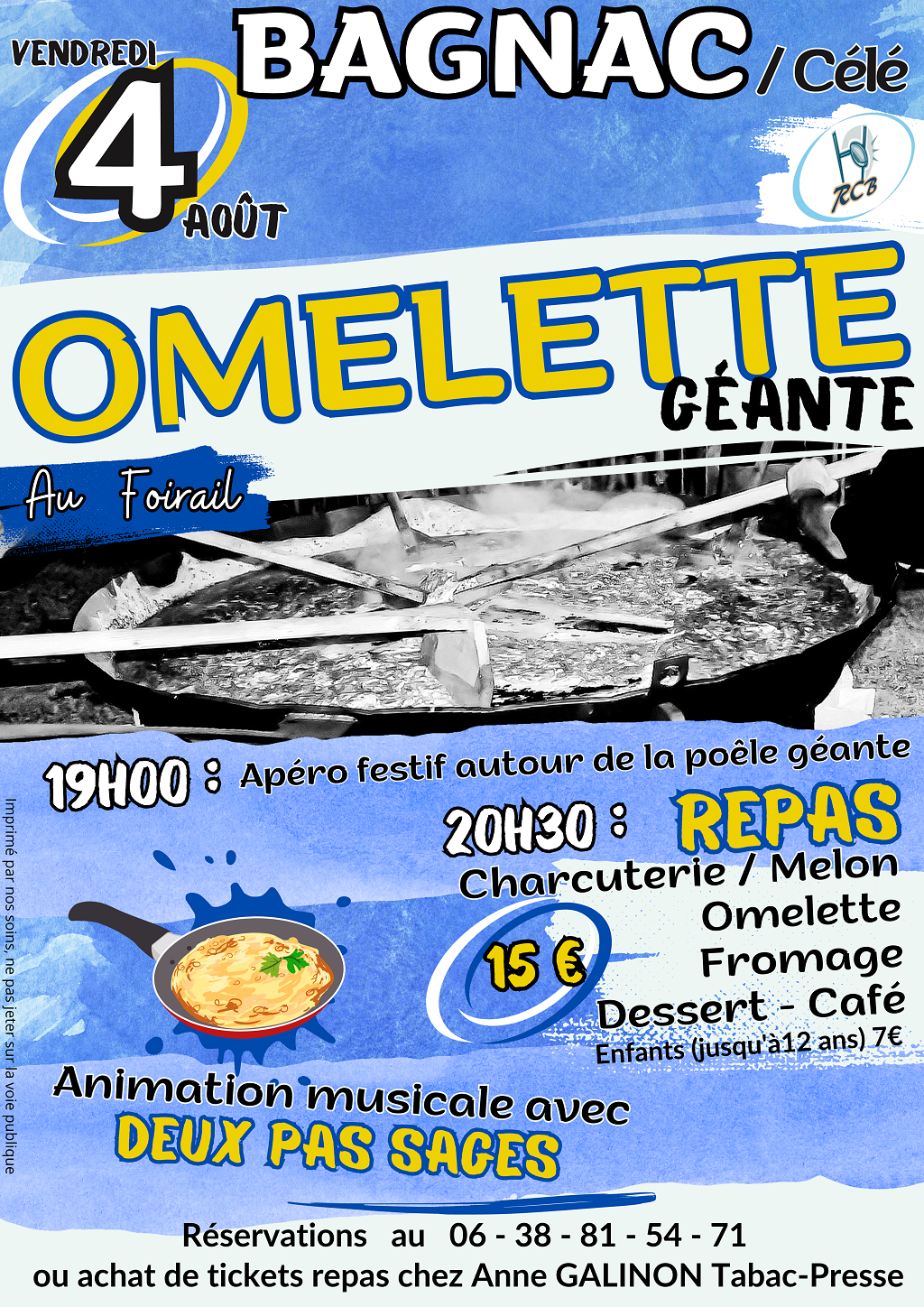 Repas Champêtre "Omelette Géante"  France Occitanie Lot Bagnac-sur-Célé 46270