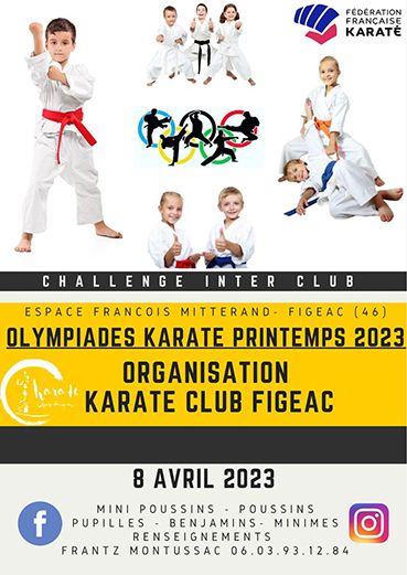 Karaté club Figeac, Challenge inter club, 2e Olympiades printemps 2023  France Occitanie Lot Figeac 46100