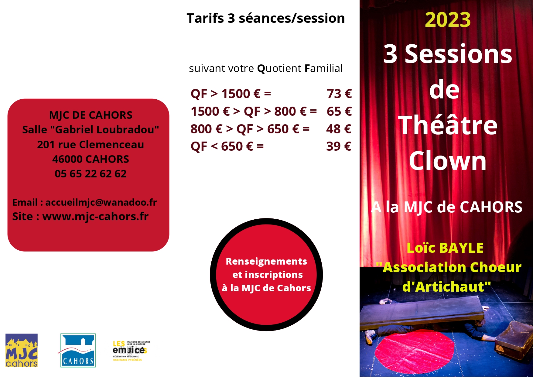 Atelier théâtre clown à la MJC de Cahors  France Occitanie Lot Cahors 46000