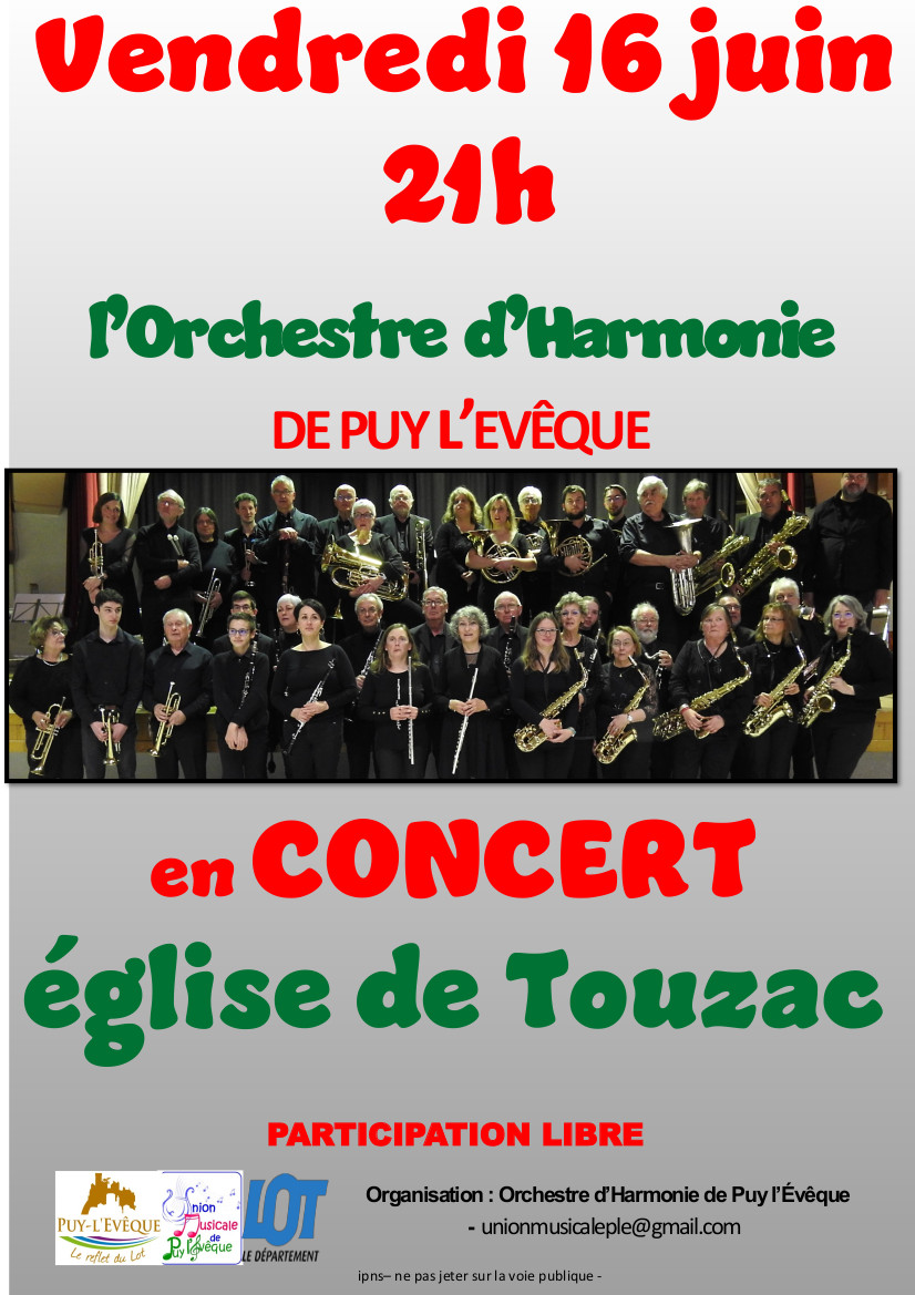 Concert à l'église de Touzac: Harmonie de Puy-l'Evêque null France null null null null