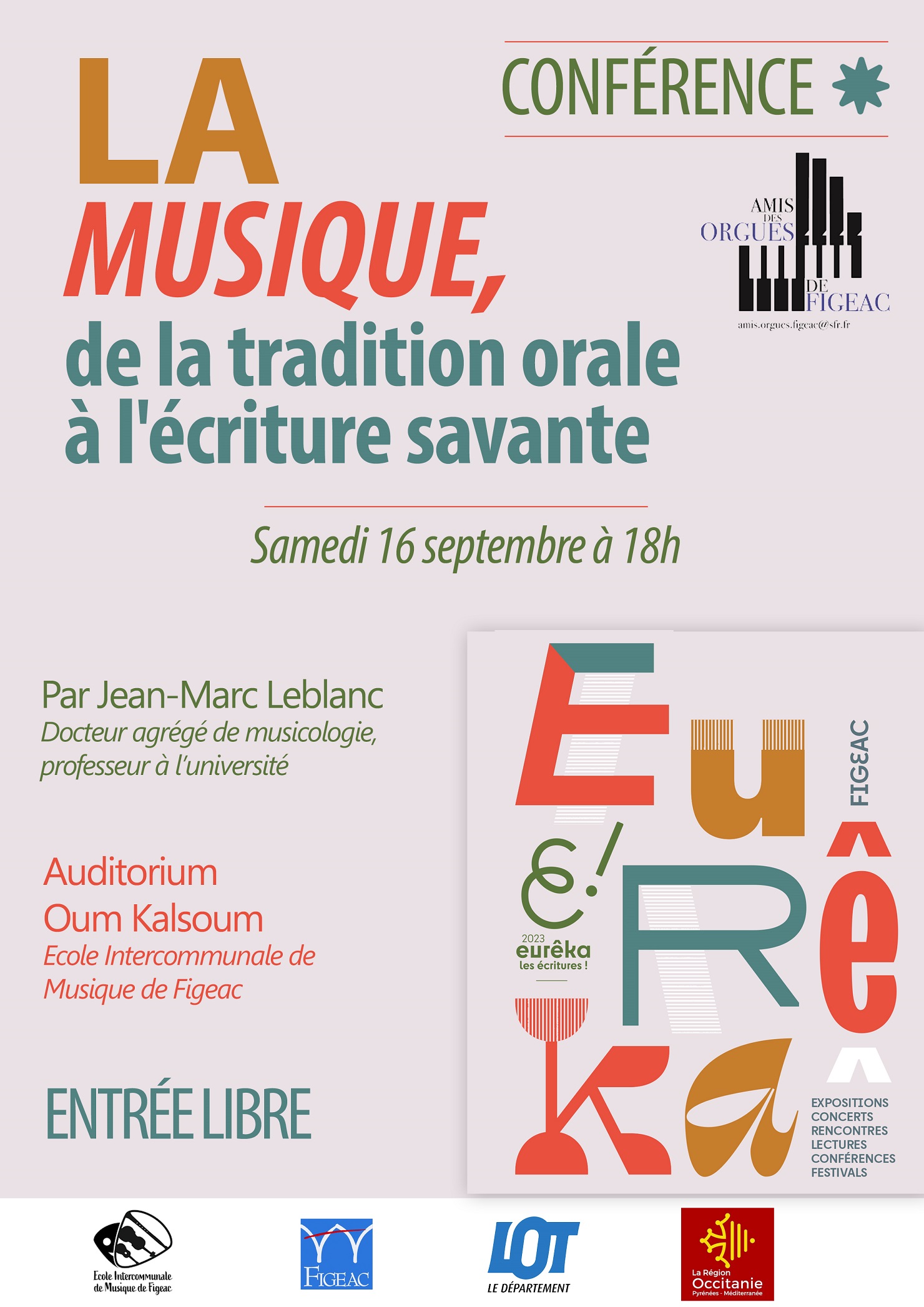Concert du Patrimoine : Conférence et récital d'orgue  France Occitanie Lot Figeac 46100