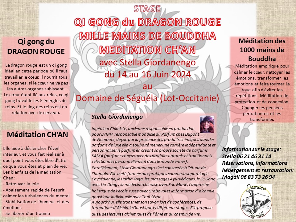 [ANNULÉ] Stage de Qi Gong du dragon rouge, mille mains de bouddha et méditation Ch'an  France Occitanie Lot Porte-du-Quercy 46800