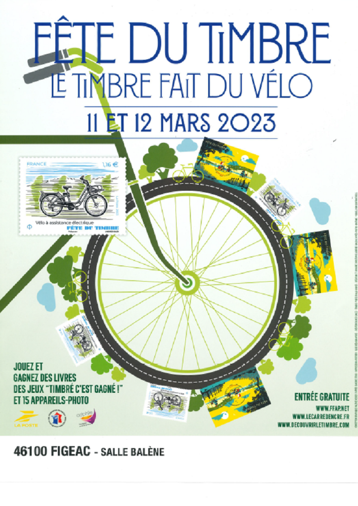 Fête du Timbre "Le timbre fait du vélo"  France Occitanie Lot Figeac 46100