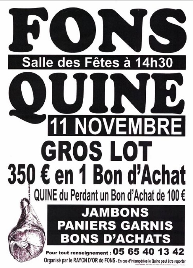 Quine du Rayon d'Or à Fons  France Occitanie Lot Fons 46100