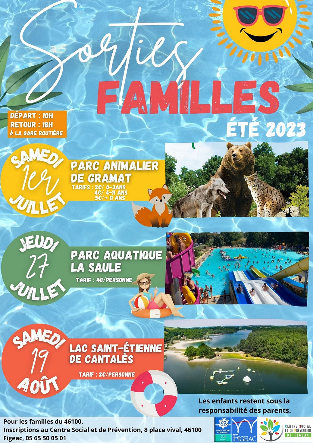 Sorties familles du centre social"ETE2023"- Parc aquatique "La Saule"  France Occitanie Lot Figeac 46100