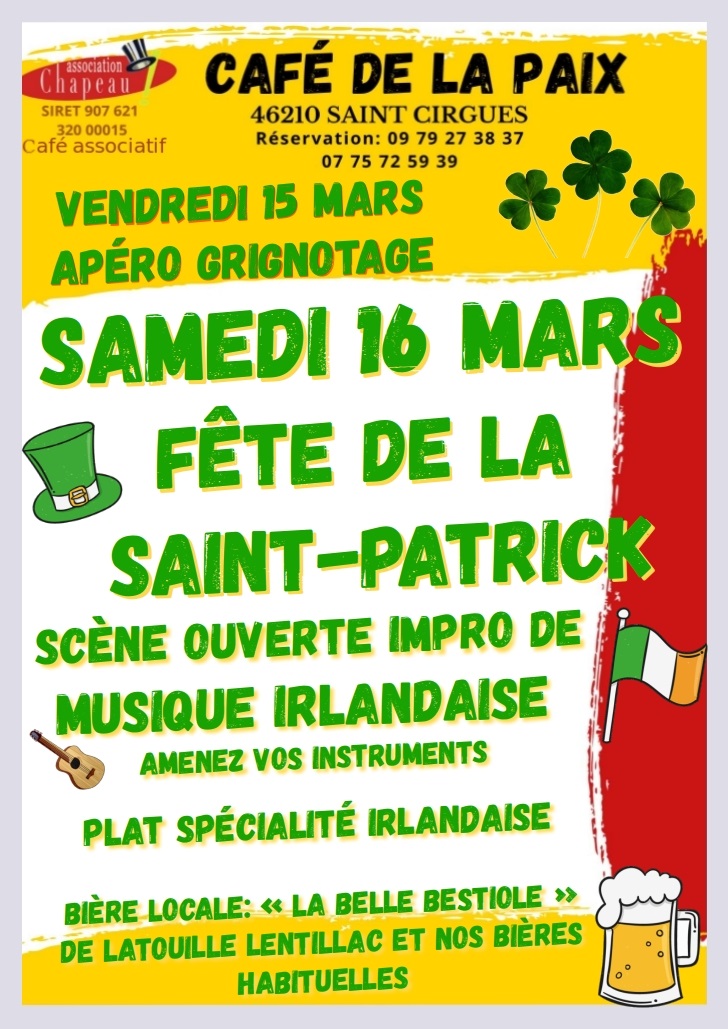 Fête de la St Patrick à Saint-Cirgues  France Occitanie Lot Saint-Cirgues 46210