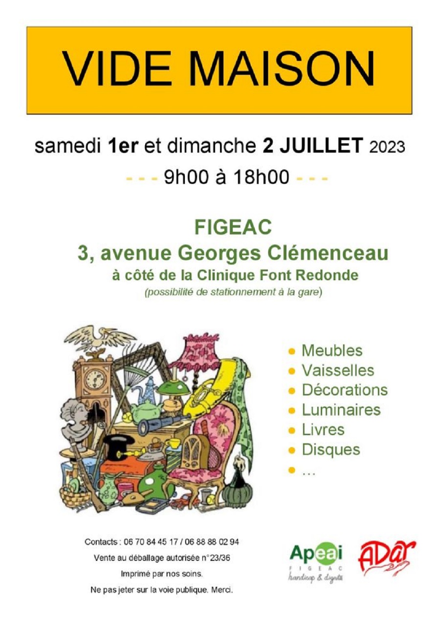 Vide-Maison organisé par l'APEAI de Figeac  France Occitanie Lot Figeac 46100