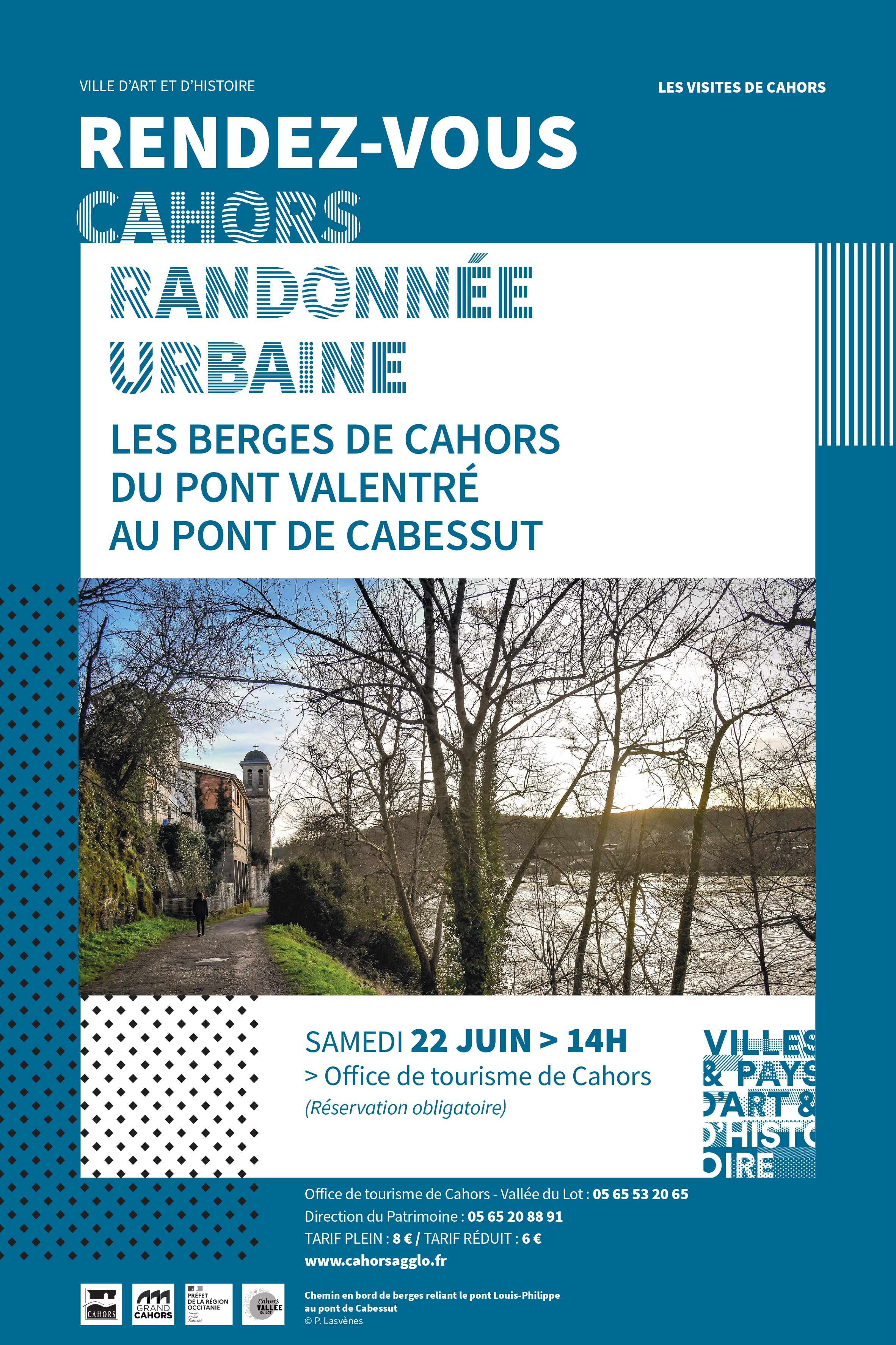 Randonnée urbaine : "Les berges de Cahors du Pont Valentré au pont de Cabessut"  France Occitanie Lot Cahors 46000