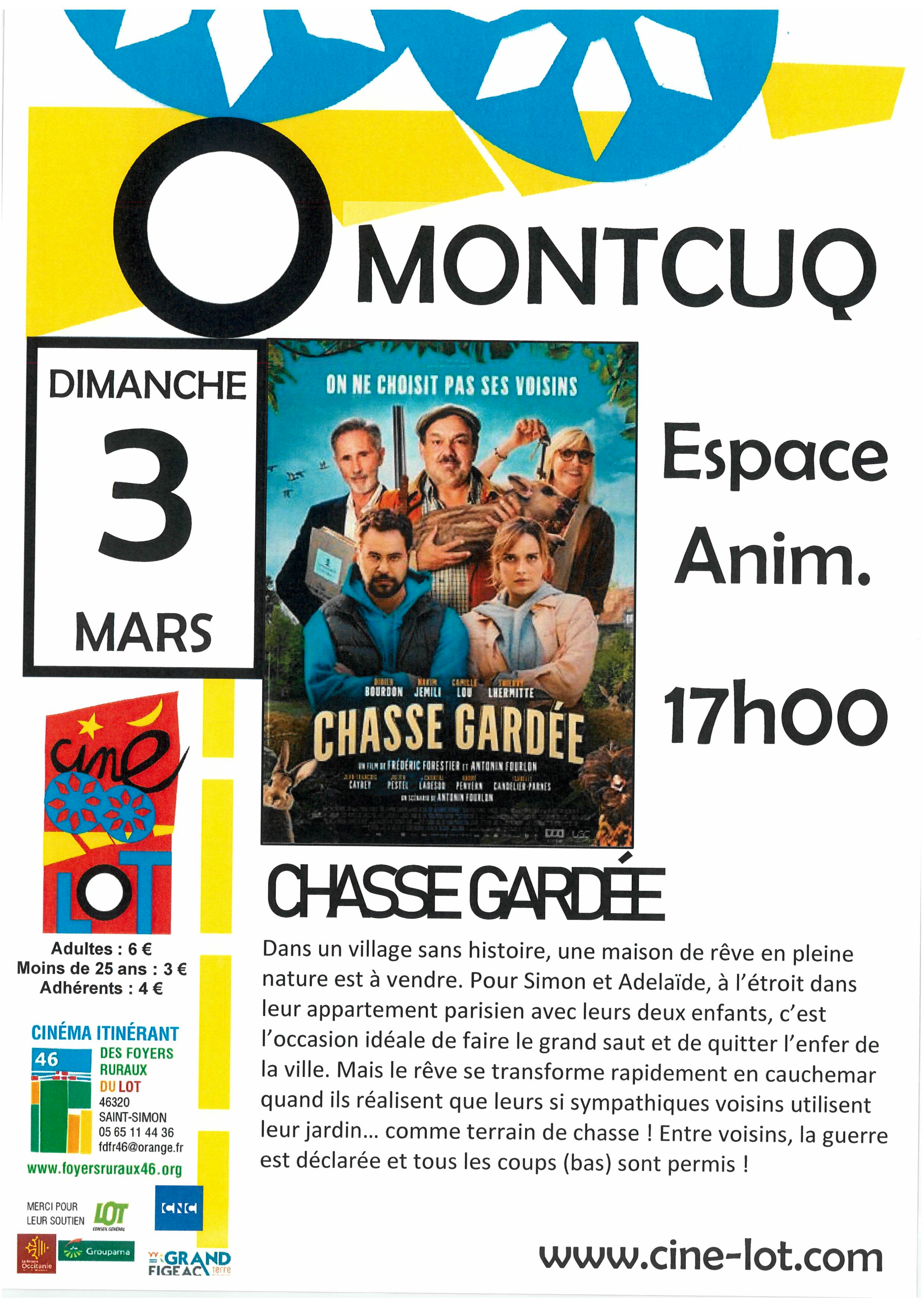 Ciné-Lot : "Chasse gardée"  France Occitanie Lot Montcuq-en-Quercy-Blanc 46800