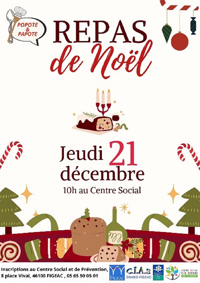 Repas de noël avec  "Popote & Papote", centre social Figeac  France Occitanie Lot Figeac 46100