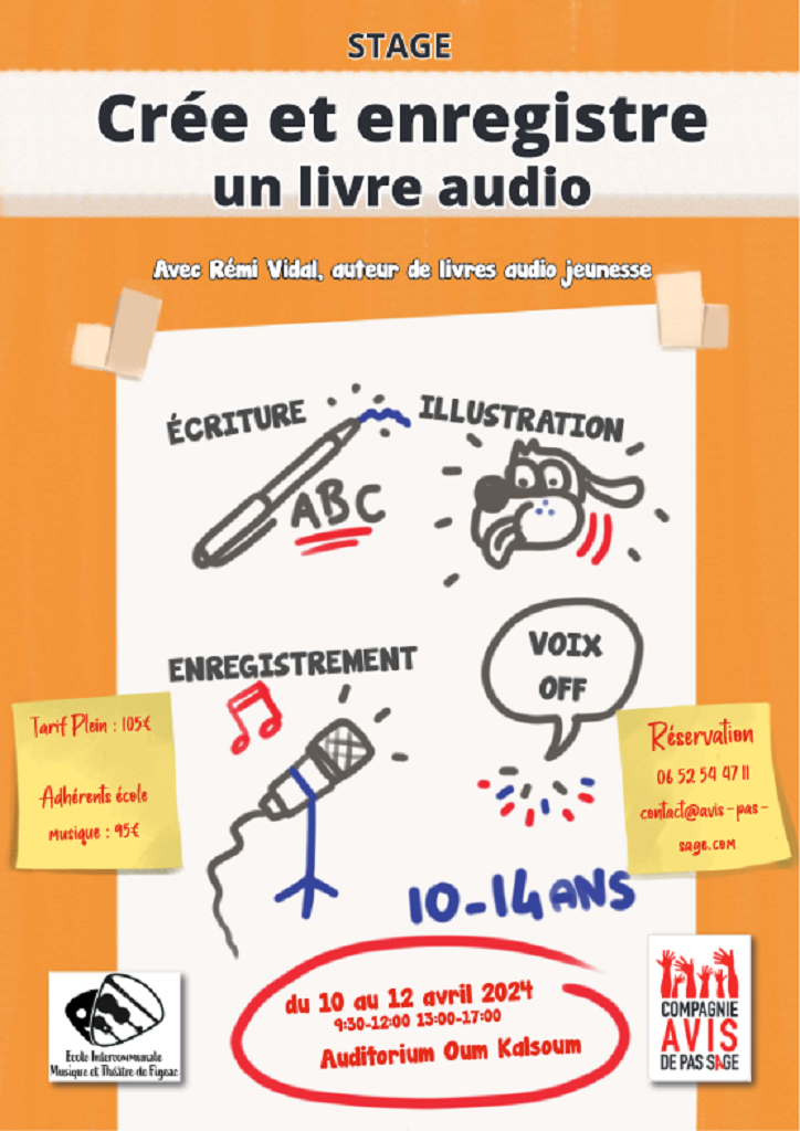 Stage "Crée et enregistre un livre audio"  France Occitanie Lot Figeac 46100