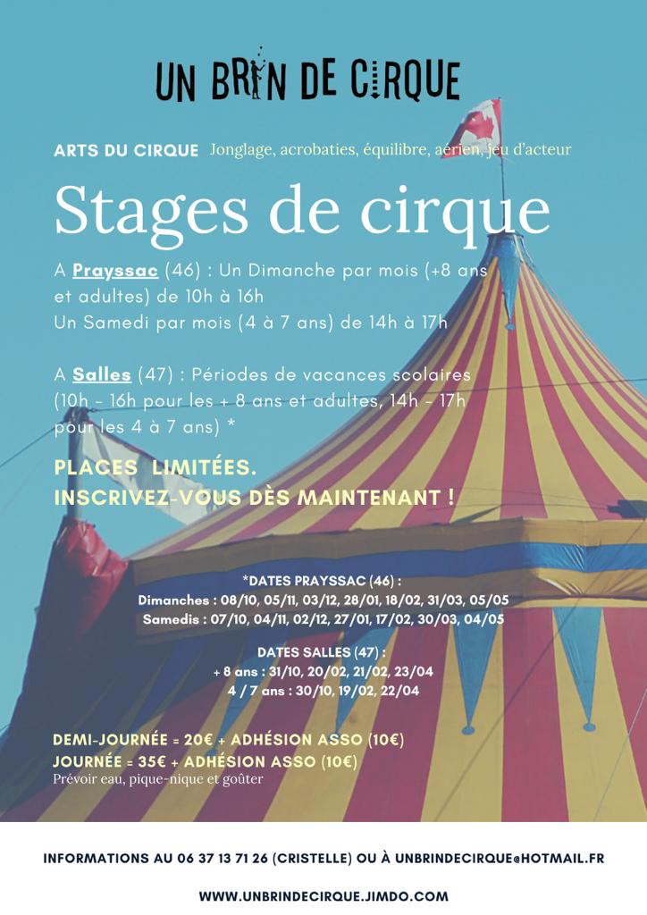 Stage de cirque aérien  France Occitanie Lot Prayssac 46220