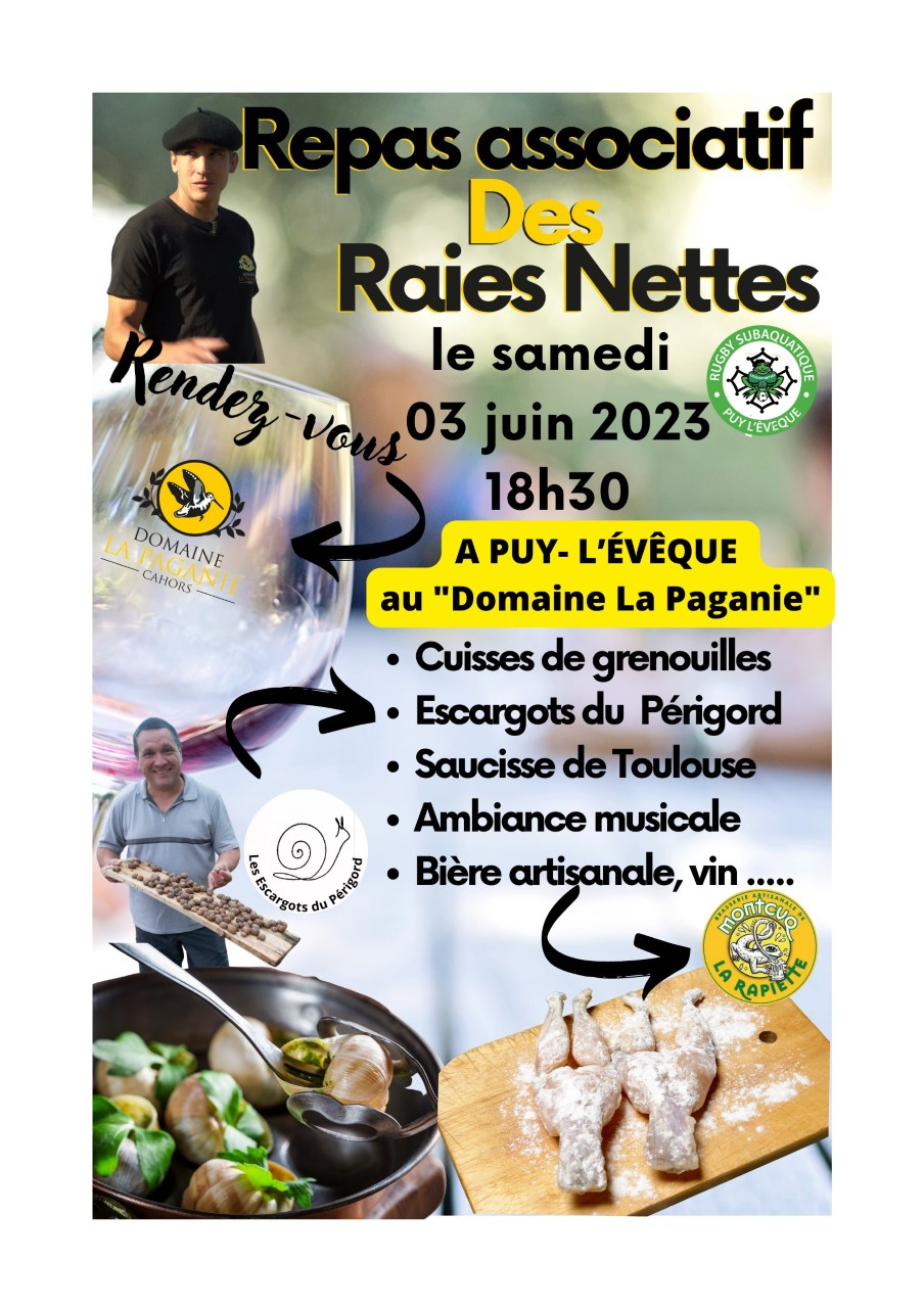 Repas associatif des Raies Nettes de Puy-l'Evêque  France Occitanie Lot Puy-l'Évêque 46700
