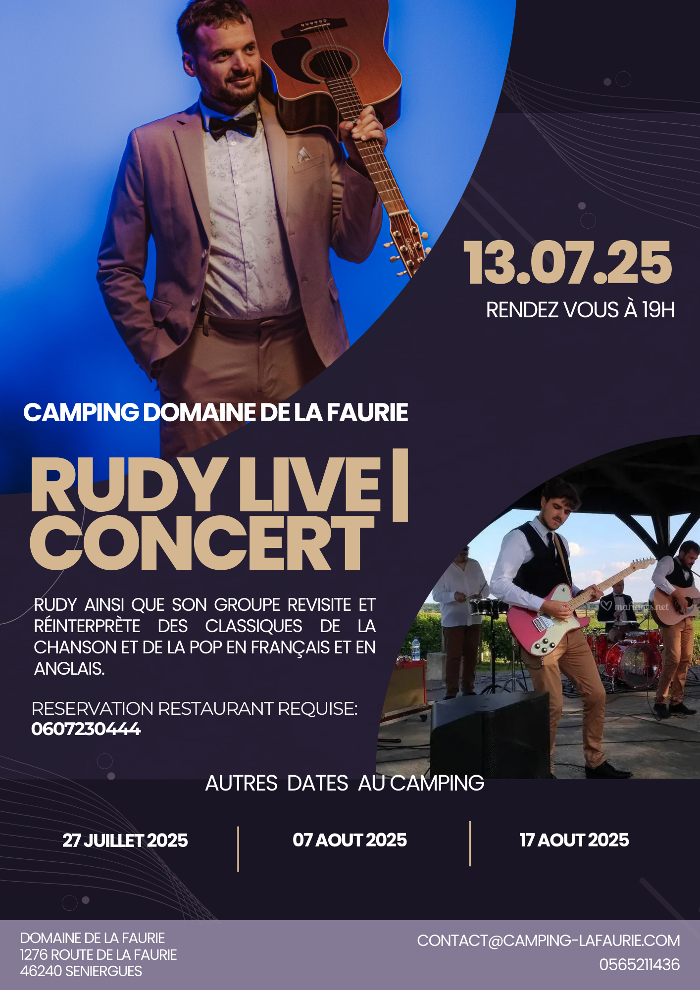 Figeac : Rudy Live Concert au Camping du Domaine de la Faurie