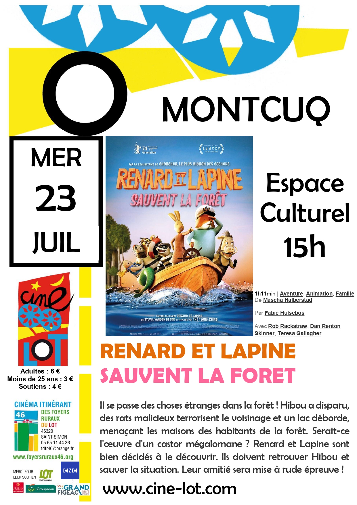 Figeac : Ciné-Lot : Renard et lapine sauvent la forêt