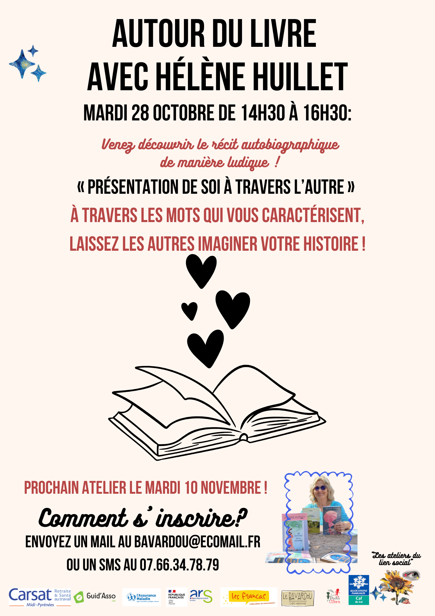 Figeac : Les ateliers du lien social : Autour du livre avec Hélène Huillet