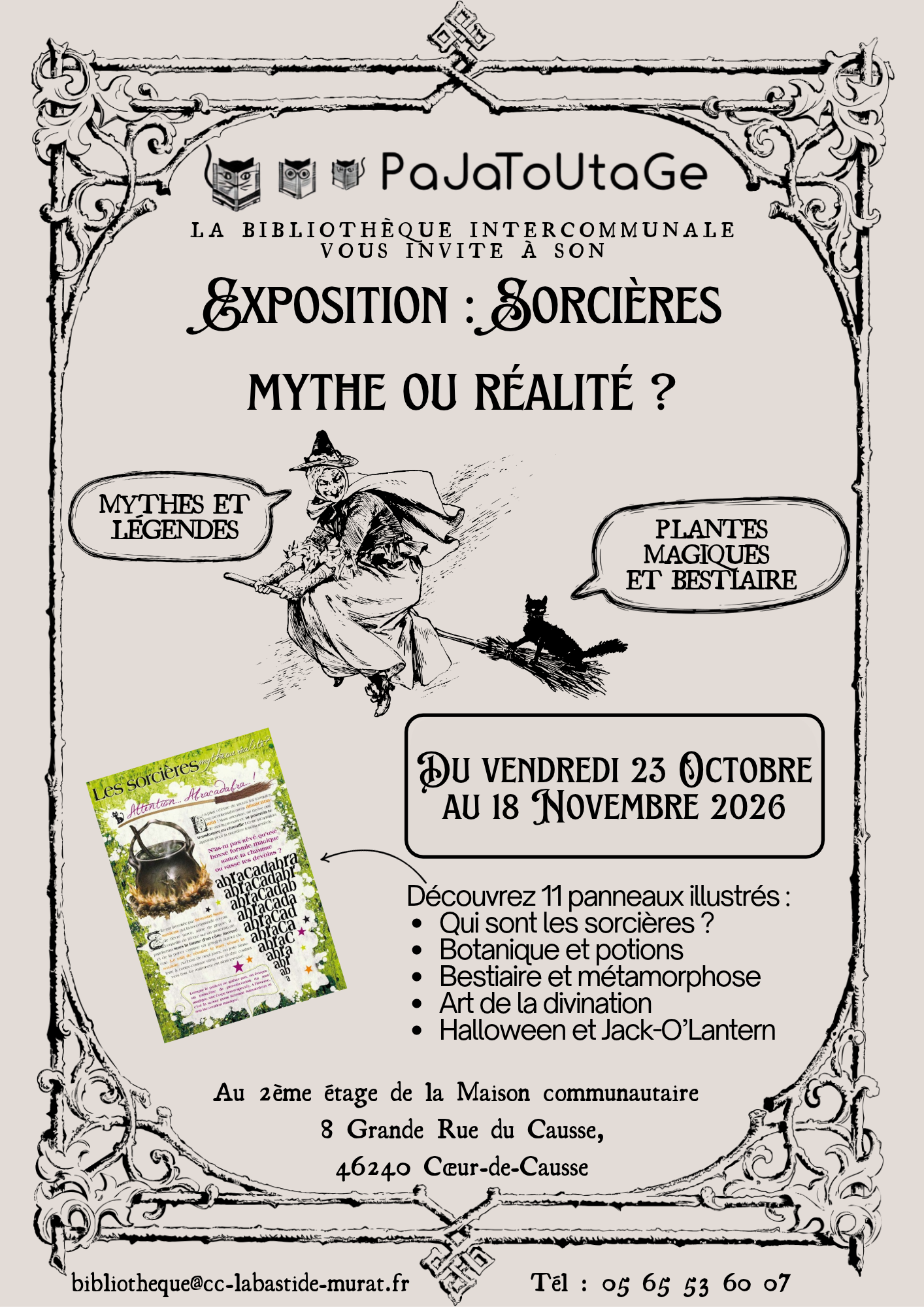 Expo à la bibliothèque Pajatoutage : Sorcières, mythe ou réalité ?