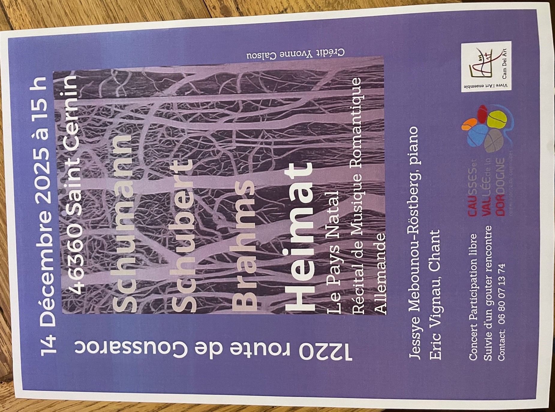 Figeac : Concert de musique classique : Schuman, Schubert, Brahms, Heimat…