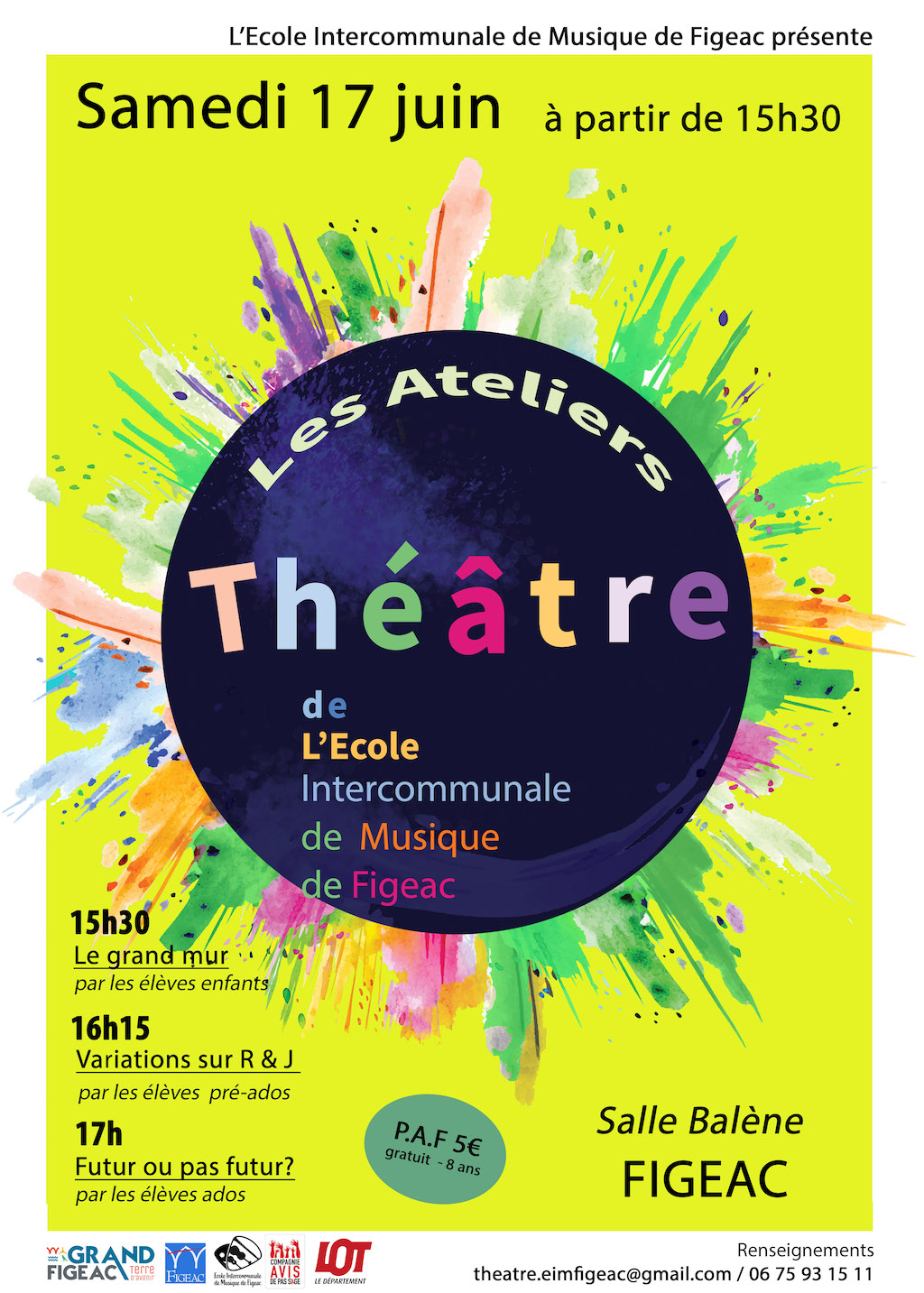 Figeac : Spectacles, les ateliers théâtre de l'école intercommunale de musique de Figeac