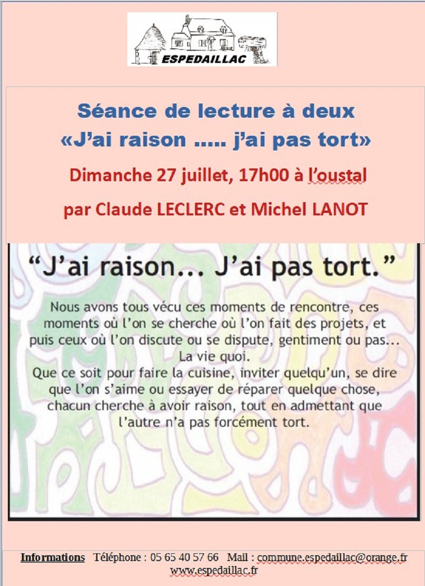 Figeac : Séance de lecture à deux voix à Espédaillac