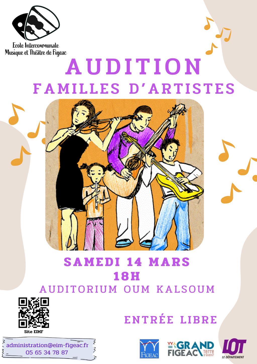 Figeac : Audition familles d’artistes à l'école de Musique de Figeac
