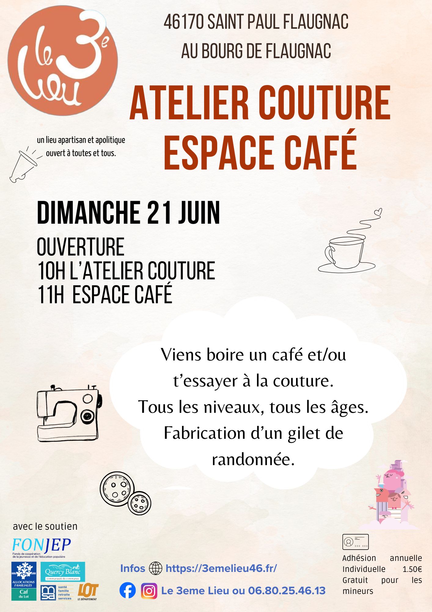 Figeac : Atelier couture au 3ème Lieu