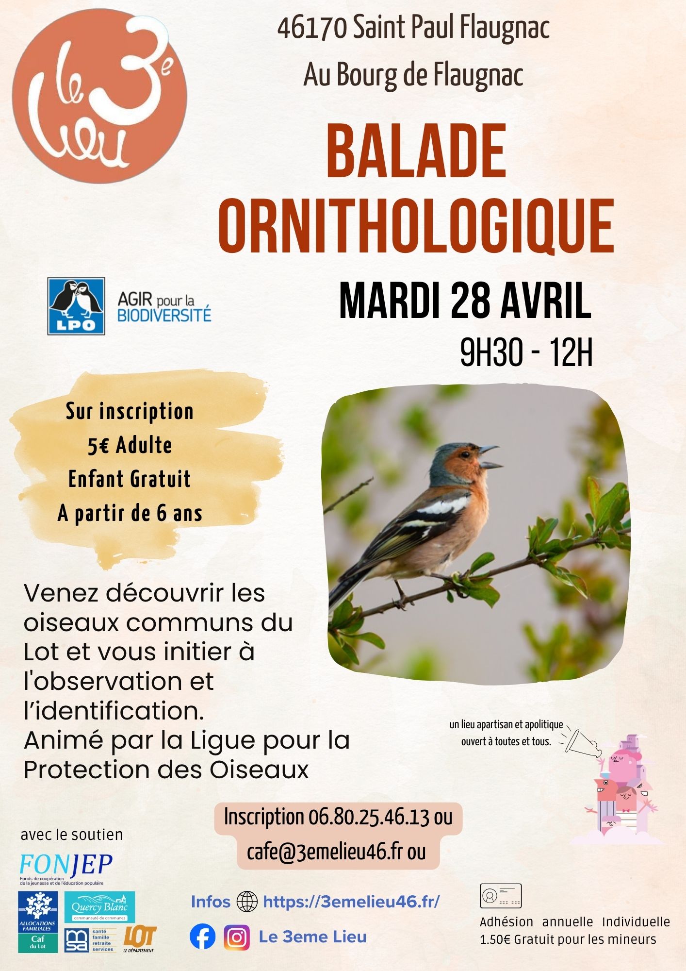 Figeac : Balade ornithologique au 3ème Lieu