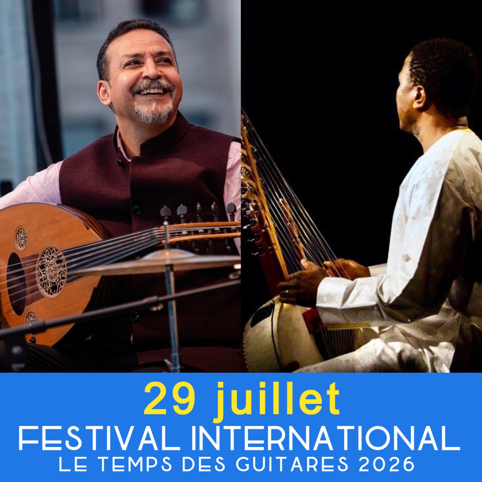 Figeac : Festival le Temps des Guitares : Soirée Africaine avec Driss El Maloumi (oud) et Lamine Cissokho (Kora)