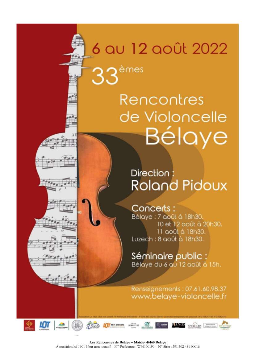 Figeac : XXXIIèmes Rencontres de Violoncelle de Bélaye : Concert du 7 Août