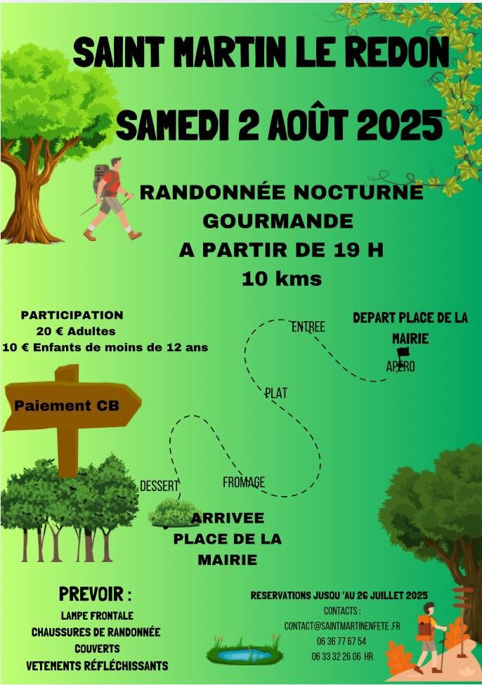 Randonnée nocturne gourmande à Saint-Martin-le-Redon