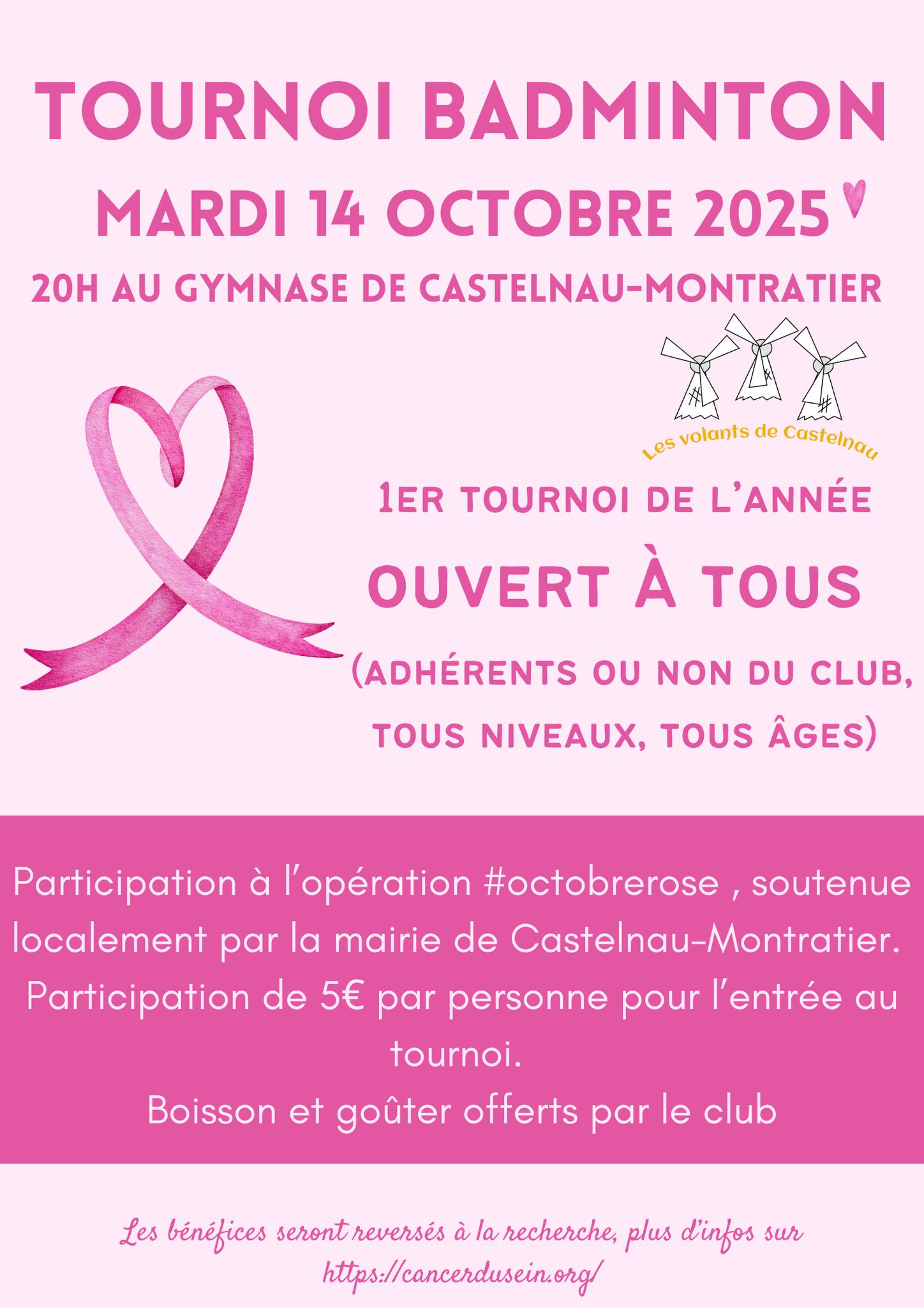 Octobre rose : tournoi de badminton à Castelnau-Montratier