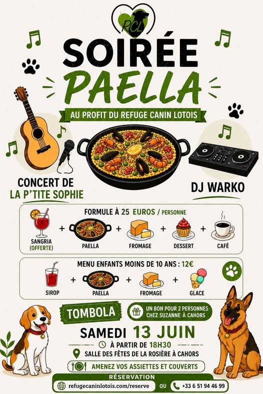 Figeac : Soirée paëlla au profit du refuge canin lotois