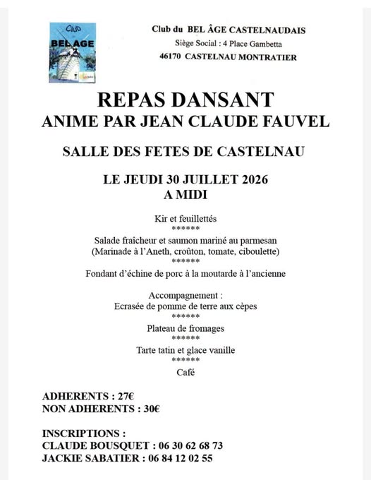 Figeac : Repas dansant à Castelnau-Montratier
