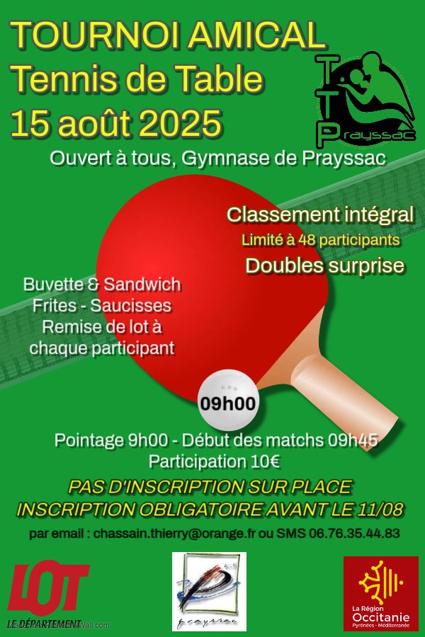 Figeac : Tournoi Amical de Tennis de Table