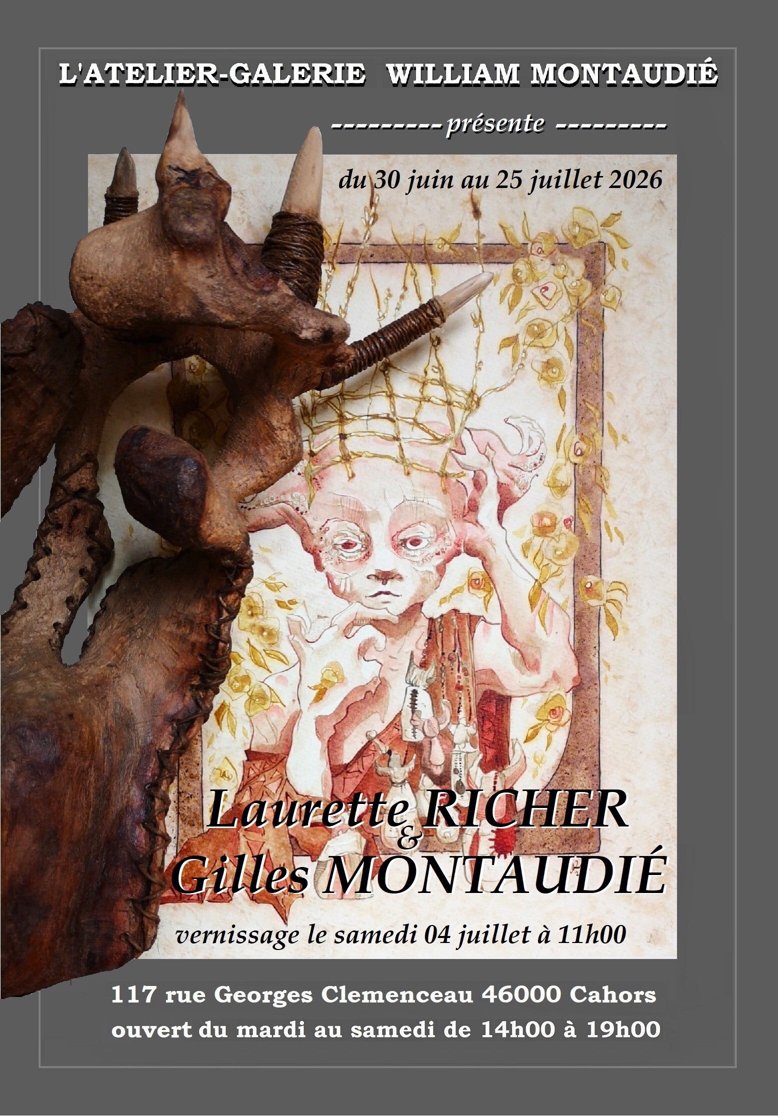 Figeac : Exposition de Laurette Richer et Gilles Montaudié à l'atelier-galerie William Montaudié
