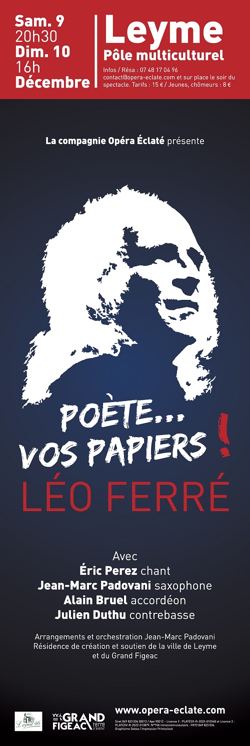 Figeac : Concert spectacle : Chanson Française, Poète... vos papiers