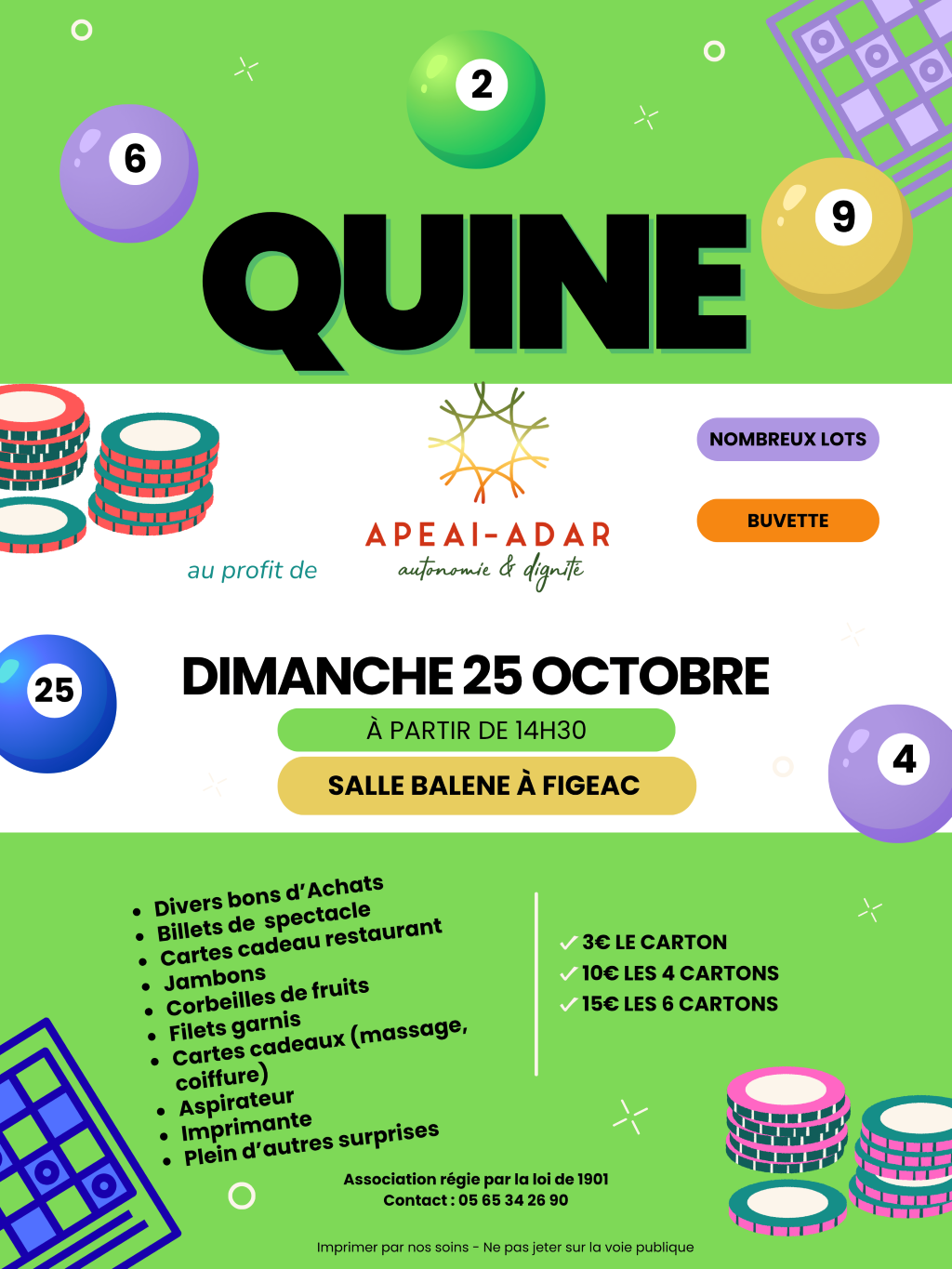 Figeac : Quine à Figeac au profit de l'APEAI-ADAR