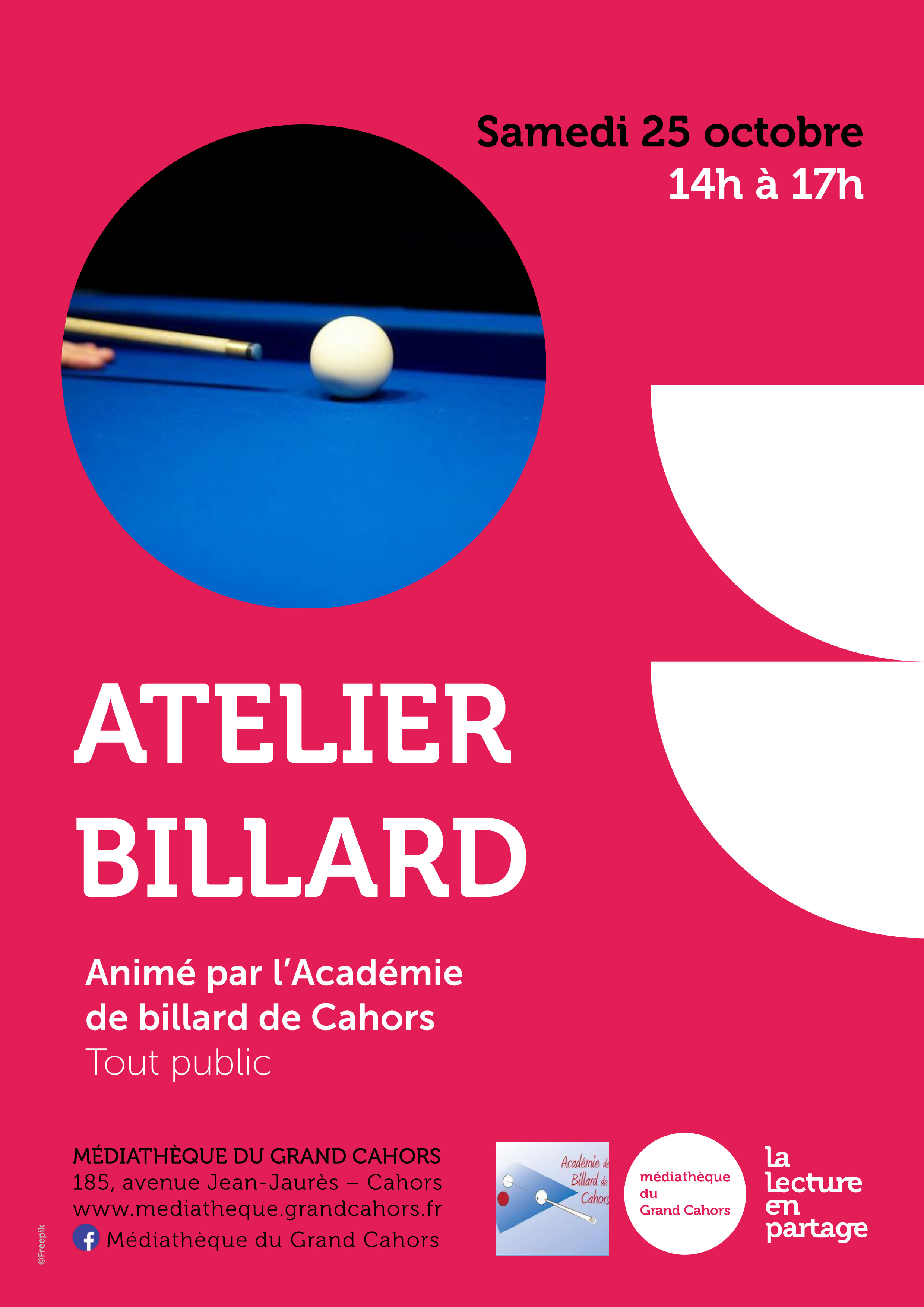 Figeac : Ateliers billard et échecs à la Médiathèque du Grand Cahors