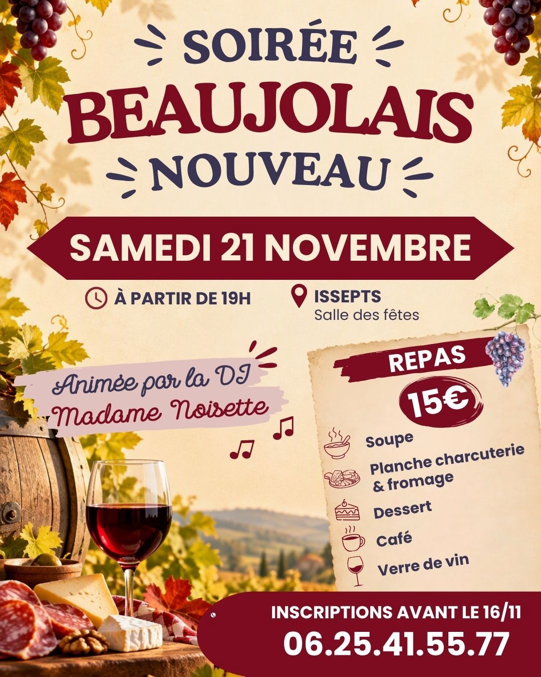 Figeac : Soirée Beaujolais nouveau à Issepts