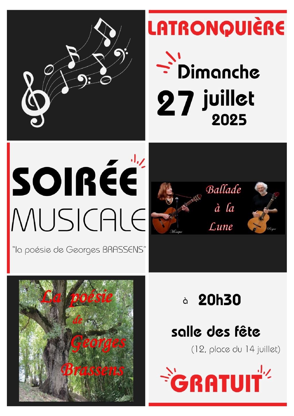 Soirée musicale - La poésie de Georges Brassens à Latronquière