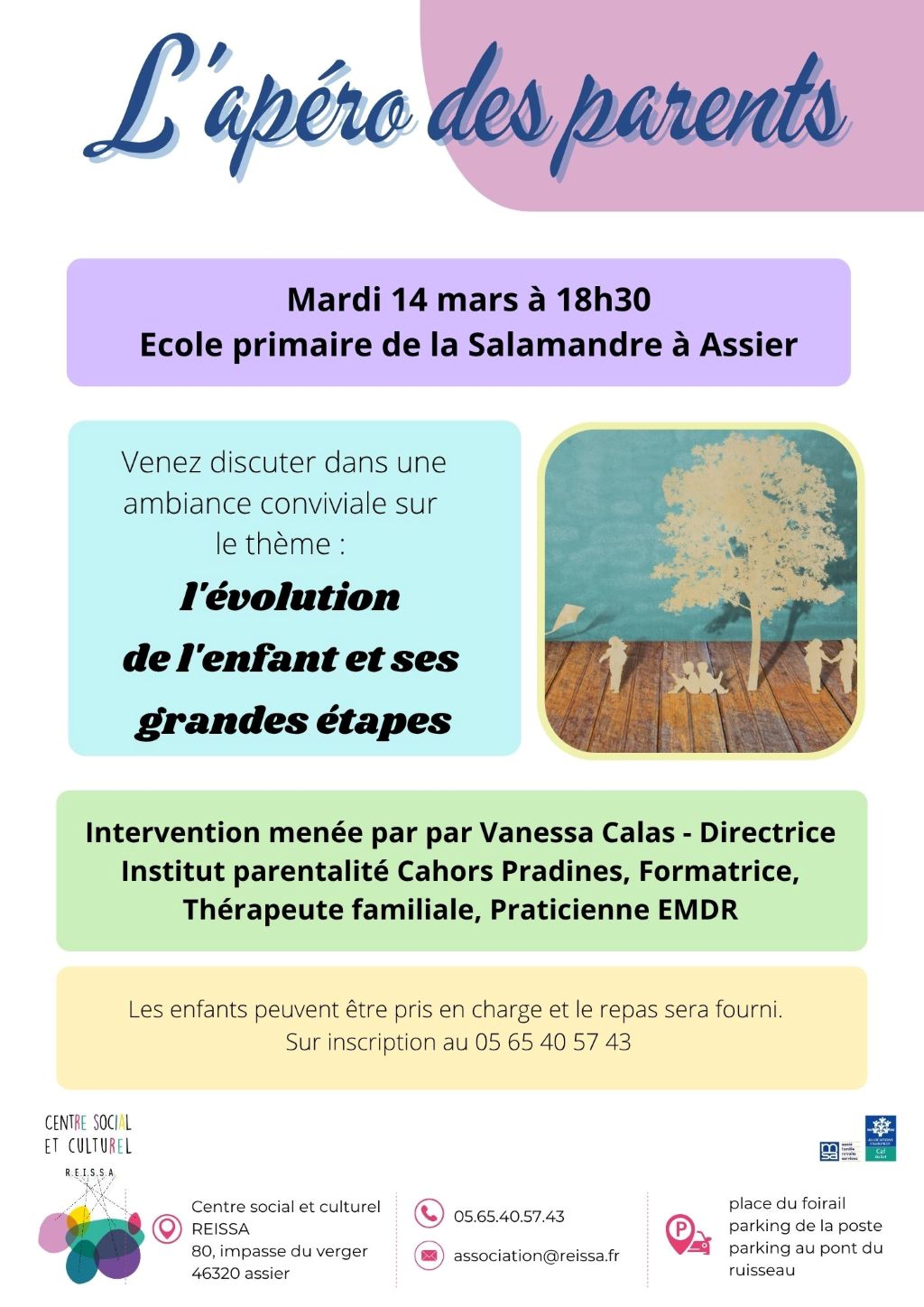 Figeac : Apéro des parents à Assier : évolution de l'enfant et ses grandes étapes