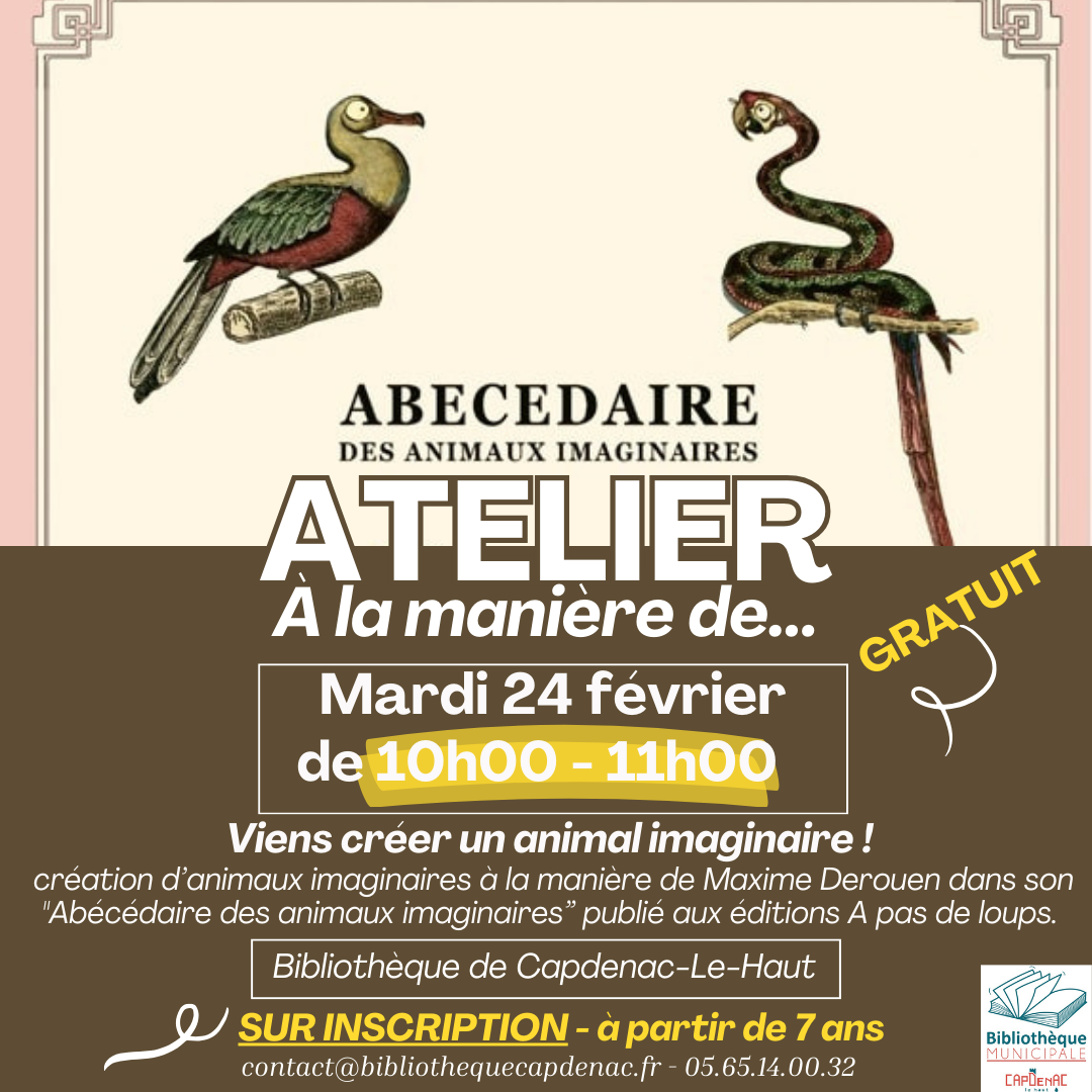Figeac : Atelier créer un animal imaginaire, bibliothèque de Capdenac-le-Haut