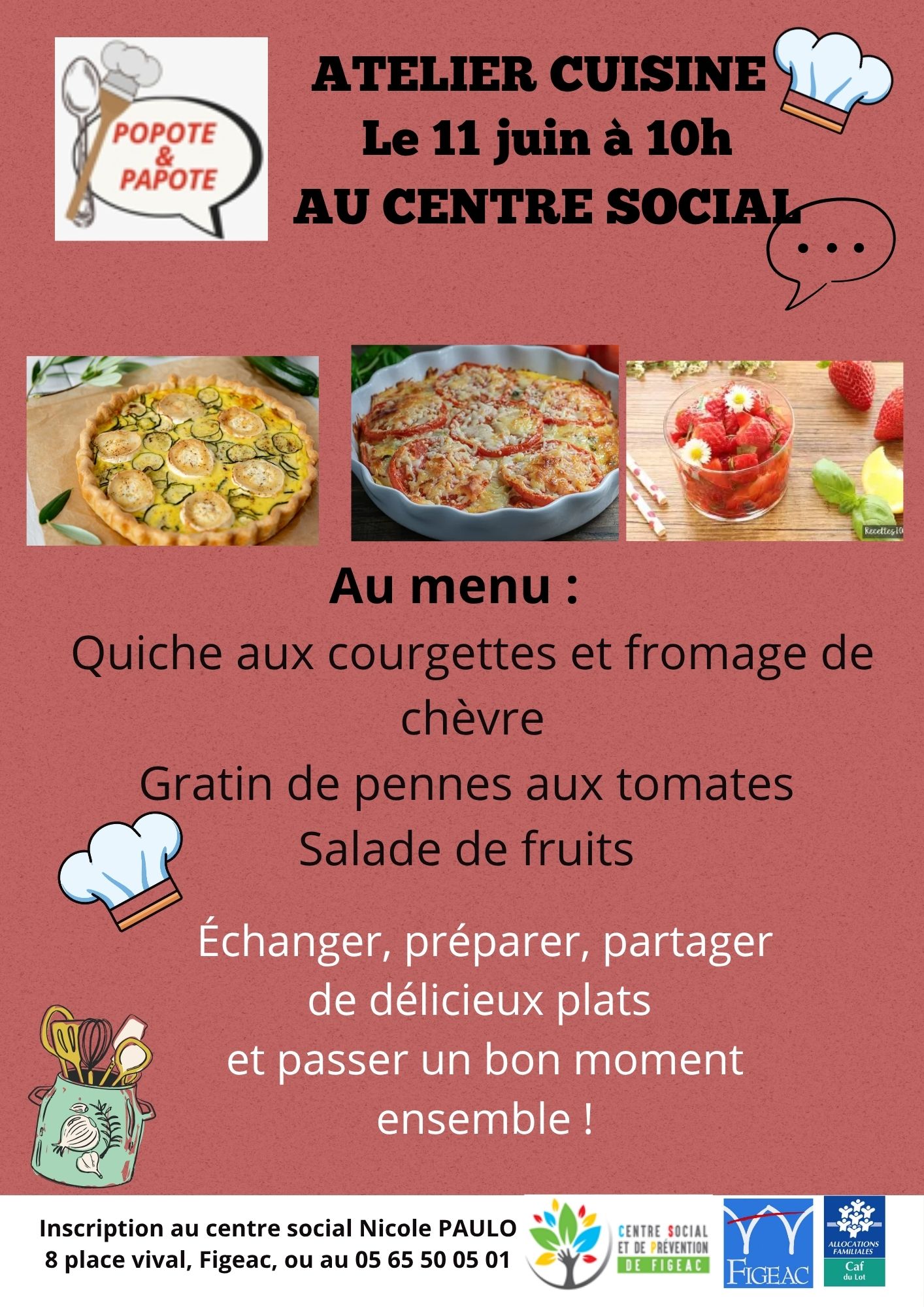 Figeac : Atelier cuisine Popote et Papote au Centre Social Nicole Paulo