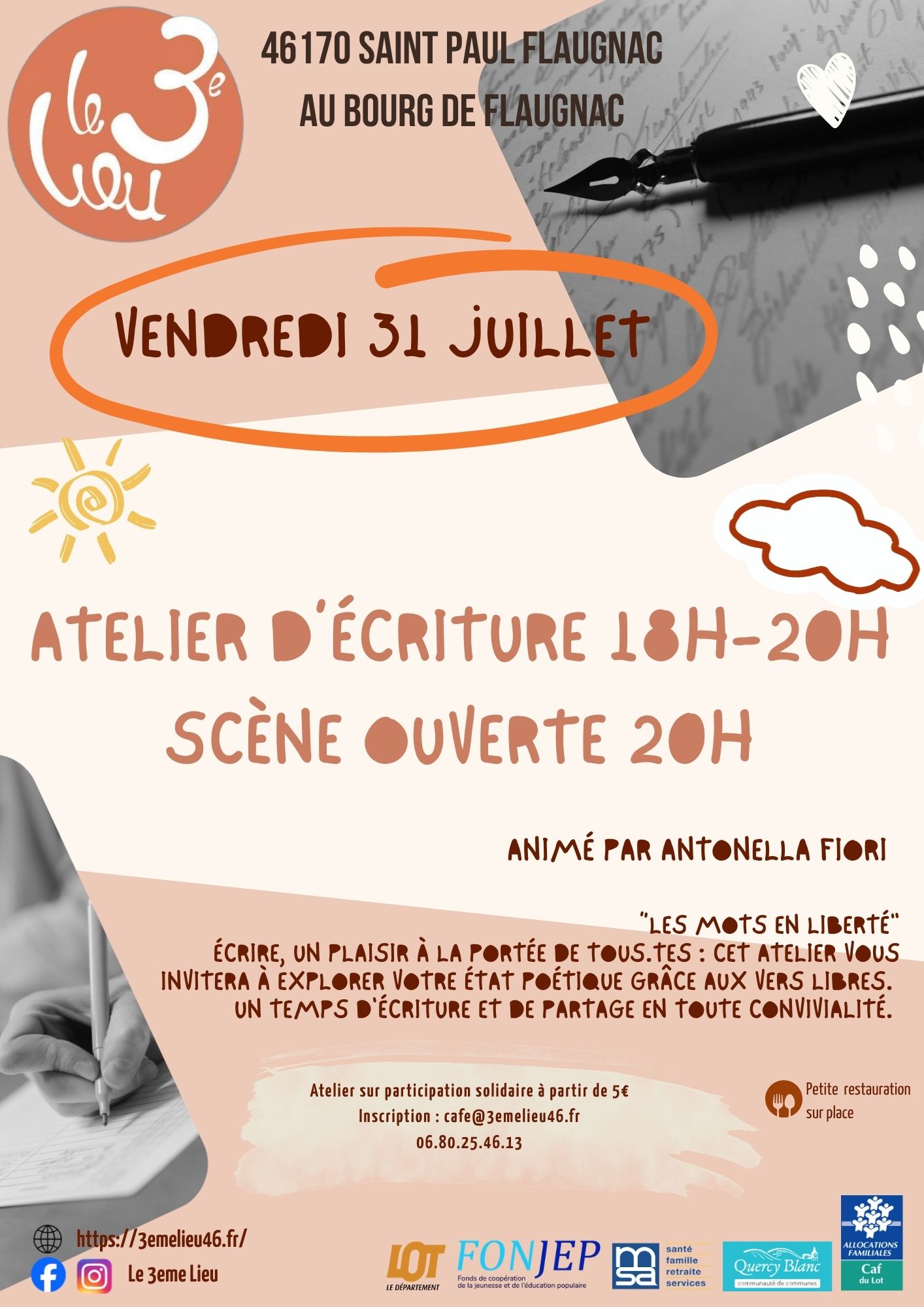 Figeac : Atelier d'écriture et scène ouverte au 3ème Lieu