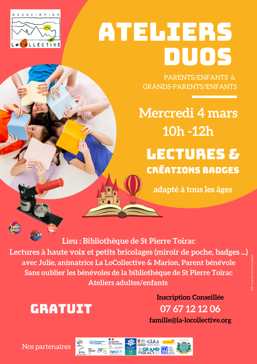 Figeac : Ateliers duos (lecture et bricolage) à Saint-Pierre-Toirac