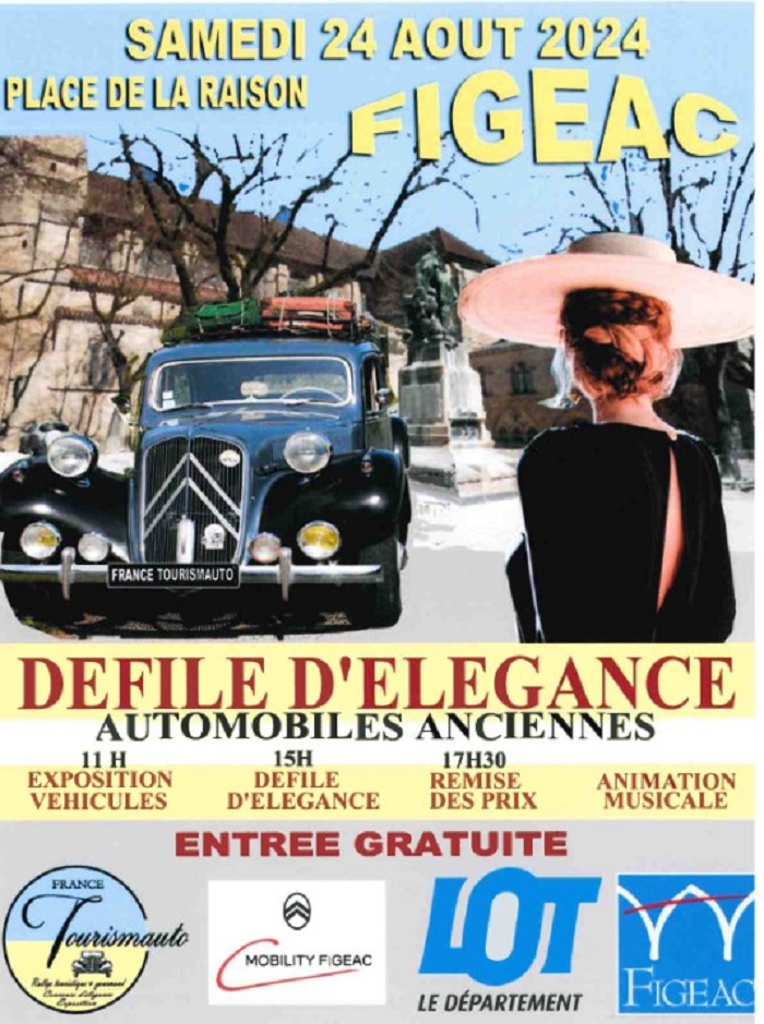 Figeac : Défilé d'élégance d'automobile anciennes à Figeac