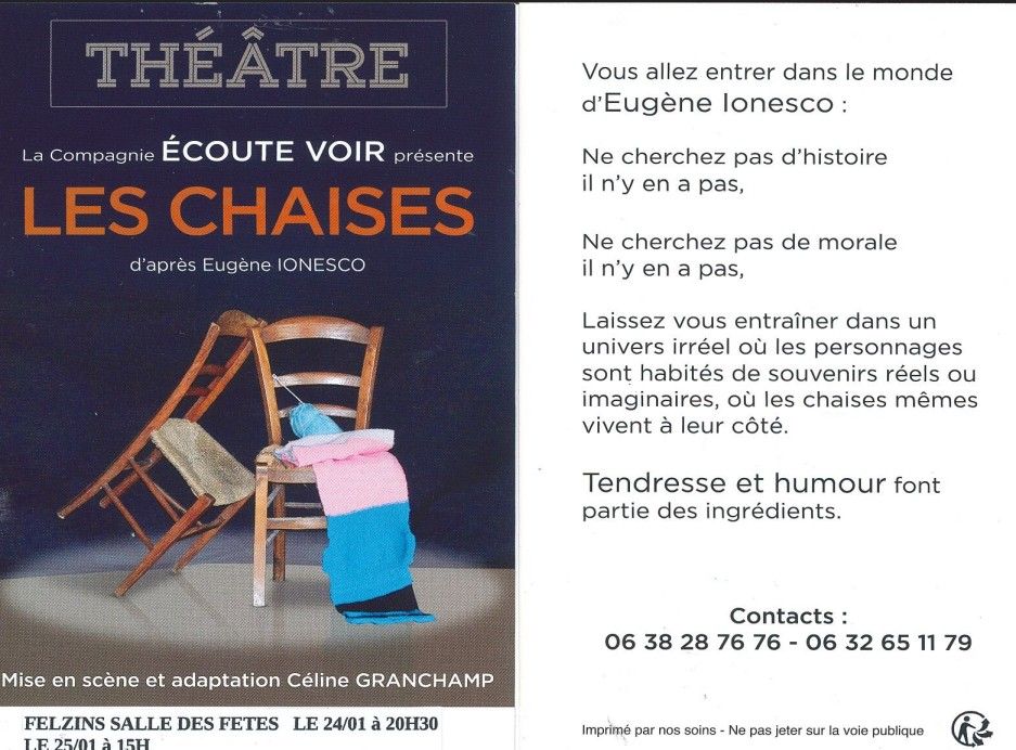 Théâtre  à Felzins : les chaises