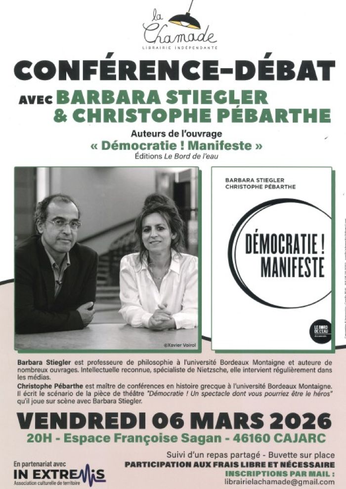 Figeac : Conférence-débat avec Barbara Stiegler et Christophe Pébarthe à Cajarc