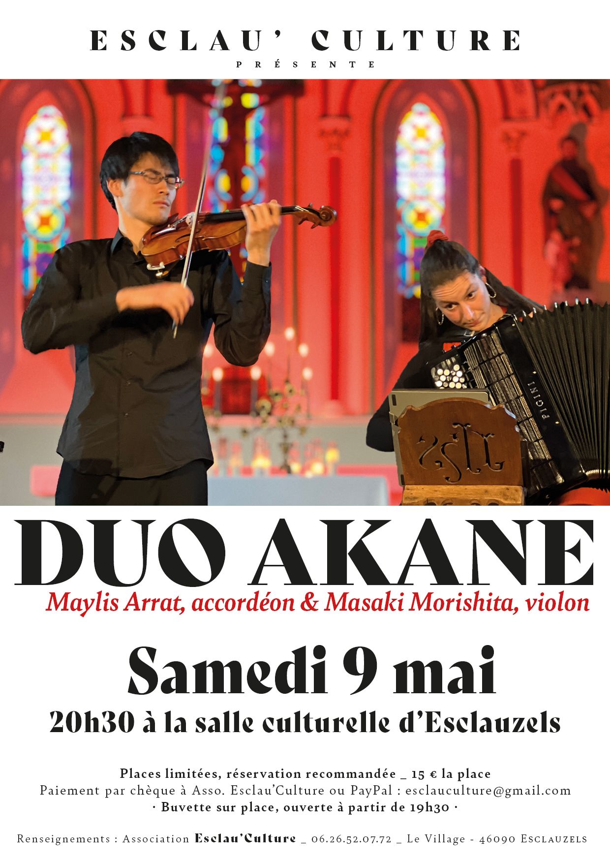 Figeac : Esclau'Culture : Maylis Arrat - Accordéon, et Masaki Morishita - violon